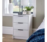 (White) Phoenix 3 Drawer Bedside Table Storage Unit
