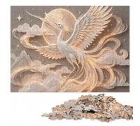 White Phoenix with Glowing Moon and Stars Jigsaw Puzzle, 500 Pieces | Clear image details: a clear build method in spare time.
