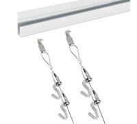White Picture Rail Hooks and Wire - 100m 150m 200m Art Hanging Track System for Gallery Office Museum - Picture Molding Hangers (1m Rail/39.4in 1m Cord/39.4in)