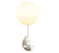 White Pig Pendant Light Single Head Hanging Lamp Creative Globe Chandelier 1-Light Fixture Children's Room Lighting Fixture with Cream White Acrylic Lampshade