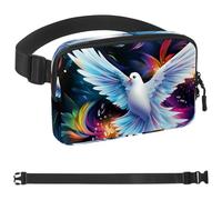 White Pigeon with Colorful Background-1750 Crossbody Fanny Pack for Men&Women,Belt Bag for Travel Casual Walking Running Hiking Cycling, Multicolor, 1.5x9.0x5.9in/4x23x15cm