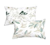 White Pillow Cases 2 Pack, Cushion Covers 50x70cm Large, Rectangle Throw Pillow Covers Leaf Pattern Double Sided, Soft Sofa Cushions with Lnvisible Zipper for Autumn Farmhouse Home Decor,Model992
