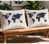 White Pillowcase World Map Cushion Covers set of 2 Large Pillow Cases 24x36in Rectangle Cushion Covers,2026 New Velvet Duplex Print Sofa Pillows for Winter Autumn Living Room Home Decor Gifts O-950O