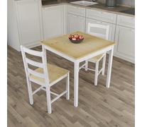 (White & Pine, 2 Seater) Yorkshire Home Wooden Dining Table & Chairs Set