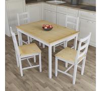 (White & Pine, 4 Seater) Yorkshire Home Wooden Dining Table & Chairs Set