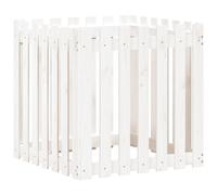 vidaXL Garden Planter w/ Fence Design White 70x70x70cm Solid Wood Pine, White
