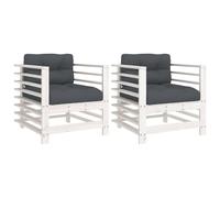 (white pine, chair) vidaXL Middle Sofas Patio Wooden Sectional Sofa with Cushions Solid Wood Pine