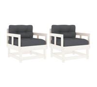 (white pine, chair) vidaXL Middle Sofas Patio Wooden Sectional Sofa with Cushionss Solid Wood Pine
