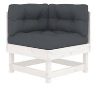 vidaXL Corner Sofa with Cushions White Solid Wood Pine