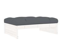 (white pine, footrest) vidaXL Middle Sofa Outdoor Sectional Sofa with Cushions Black Solid Wood Pine