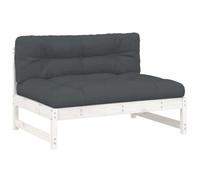 (white pine, middle sofa) vidaXL Middle Sofa Patio Footrest Sectional Sofa with Cushions Solid Wood Pine