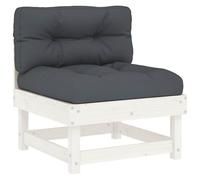 vidaXL Middle Sofa with Cushions White Solid Wood Pine, White