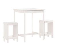 vidaXL 3 Piece Garden Bar Set White Solid Wood Pine
