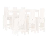 vidaXL 7 Piece Garden Bar Set White Solid Wood Pine