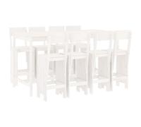 vidaXL 9 Piece Garden Bar Set White Solid Wood Pine