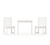 vidaXL 3 Piece Garden Bistro Set White Solid Wood Pine, White