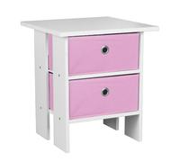 (White, Pink) 2 Drawer Wooden Bedside Table Living Room Cabinet