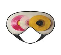White Pink and Yellow Vinyl Records Sleep Mask Eye Mask with Adjustable Strap, Eye Sleep Shade Cover Blocks Light for Women Men Airplane Travel Nap Meditation