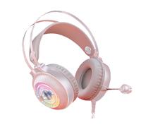 (White) Pink Colorful Cat Ear Bluetooth Headphone with Mic Rainbow Light Hi-Fi Sound Folding Audio/TF/USB Connection