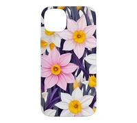 White Pink Daisy Purple Pattern Leaves Floral Case for iPhone 14 Plus