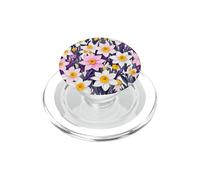 White Pink Daisy Purple Pattern Leaves Floral PopSockets PopGrip for MagSafe