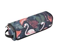 White Pink Dark Green Flamingo Hair Tool Travel Bag with Iron Mat Waterproof Curling Iron Travel Case for Flat Irons, Straighteners, Curling Irons