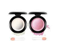White & Pink Glitter Powder Eyeshadow Palette - Long-Lasting Waterproof Pressed Shimmer Eyeshadow with Brush for Eye Makeup on Mature Skin, Buildable, Soft Sparkle, Everyday Wear, Minimalist Compact