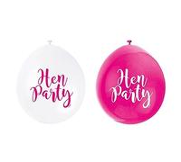 White & Pink Hen Party Latex Balloons (22cm) Pack of 10 - Fun & Stylish Celebration Decorations