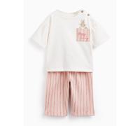 White & Pink Peter Rabbit Tee & Trousers Set Up to 3 mths