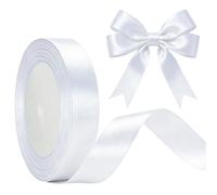 White Pink Ribbon 20mm for Gift Wrapping 22M,White Satin Ribbon 20mm Thick Fabric Ribbon for Crafting Cake,Hair Bow Ribbon,Polyester Christmas Decoration,Wedding Car Decor