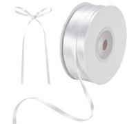 White Pink Ribbon 3mm for Gift Wrapping 22M,White Satin Ribbon 3mm Thick Fabric Ribbon for Crafting Cake,Hair Bow Ribbon,Polyester Christmas Decoration,Wedding Car Decor