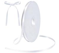 White Pink Ribbon 6mm for Gift Wrapping 22M,White Satin Ribbon 6mm Thick Fabric Ribbon for Crafting Cake,Hair Bow Ribbon,Polyester Christmas Decoration,Wedding Car Decor