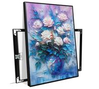White Pink Roses in Purple Vase, Floral Oil Painting Print, Romantic Blossom Canvas Wall Art, Botanical Poster Prints Soft Dreamy Floral Arrangement for Living Room Bedroom Framed Ready to Hang