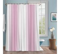 White Pink Shower Curtain with 12 Hooks Gradient Modern Ombre Art Waterproof Fabric Shower Curtains Sets for Bathroom Bath Decorations, Machine Washable, 66"x72"