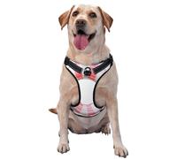 White Pink Stripes Round Shape Floaties No Pull Dog Harness Adjustable Reflective Oxford Easy Control Medium Large Dog Harness