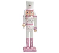 White Pink Wooden Christmas Nutcracker 30cm Soldier Ornaments,Christmas Tree Decorations Mini Nutcracker Figures Hanging Ornaments,Nutcracker Soldier Puppet Doll Pendant for Tree Tradition Xmas Decor