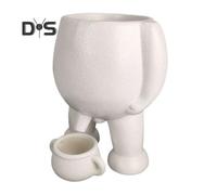 (white) Piss Pot Planter Resin Peeing Planter Pot Funny Body Succulent Pot with Drainage Novelty Vase for Indoor Outdoor Garden Home Decor