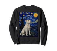 White Pitbull Dog Van Gogh Starry Night Sweatshirt