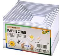 White Plain Square Craft Boxes to Stack Decorate Paint and Decoupage (Set of 12)