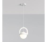 White Planet Pendant Lamp, Resin Hanging Lamp with Spherical Acrylic Shade, Height Adjustable Suspension Lamps, G9 Socket, Bedside Lighting Ceiling Lamps, Modern Simple Drop Lights