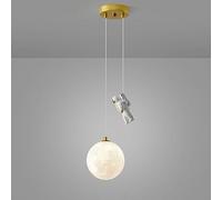 White Planet Pendant Light, Kids Room Hanging Light Fixtures, 3D Printing Spherical Suspension Lamp with Resin Astronaut Kit, G9 Lighting Pendant Light, Modern Minimalist Chandeliers