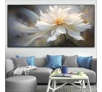 White Plant Flower Diamond Painting Kits,5D Diamond Painting Kits for Adults Beginners DIY Round Drill Full Rhinestone Embroidery Painting by Numbers Diamond Art Home Wall Decorations Gift -16x32 inch