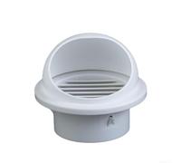 White Plastic Air Vent Grille with Backdraught Prevention - Louvred Wall Vent Cover for HVAC Ducting 100mm Round(100-110)