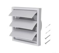 White Plastic Air Vent Grille with Fly Net - Gravity Type Louvre Vent Cover for Exterior Wall Ducting 175mm Square(4inch)