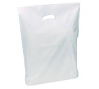 White Plastic Carrier Bags - 38cm x 46cm + 7cm - (1 BOX - 50 BAGS)
