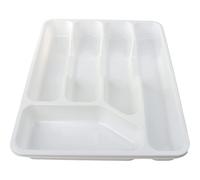 (WHITE) Plastic Cutlery Tray Organiser 5 Compartment
