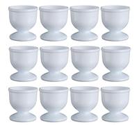 White Plastic Egg Cups 12Pcs 5cm Egg Poacher Cups Soft Boiled Eggs BPA Free Easy to Clean Boiled Egg Holder Stand Tabletop Breakfast Party Dinning