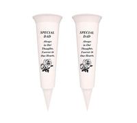 White Plastic Flower Holders/Memorial Grave Vases Ornaments - Rose Spike Grave Flower Vases with Funeral Verses for Your Loved Ones - Pack of 2 (Dad-Pack 2)