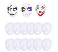 White Plastic Full Face DIY Blank Halloween Plain Female Masks,12pcs,6"x7"