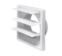 White Plastic Gravity Wall Grille with Non-Return Shutter and Round Spigot for Bathroom Kitchen Cooker Hood Extractor Fan Ducting Air Hose Wall Ventilation(6-Inch (with net))
